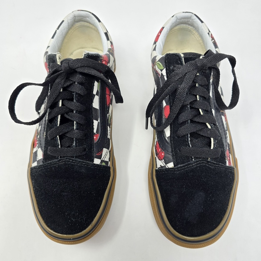 Vans Old Skool Platform Cherry Checkerboard Gum Sole Sneakers Womens 5.5 Black - Picture 9 of 16